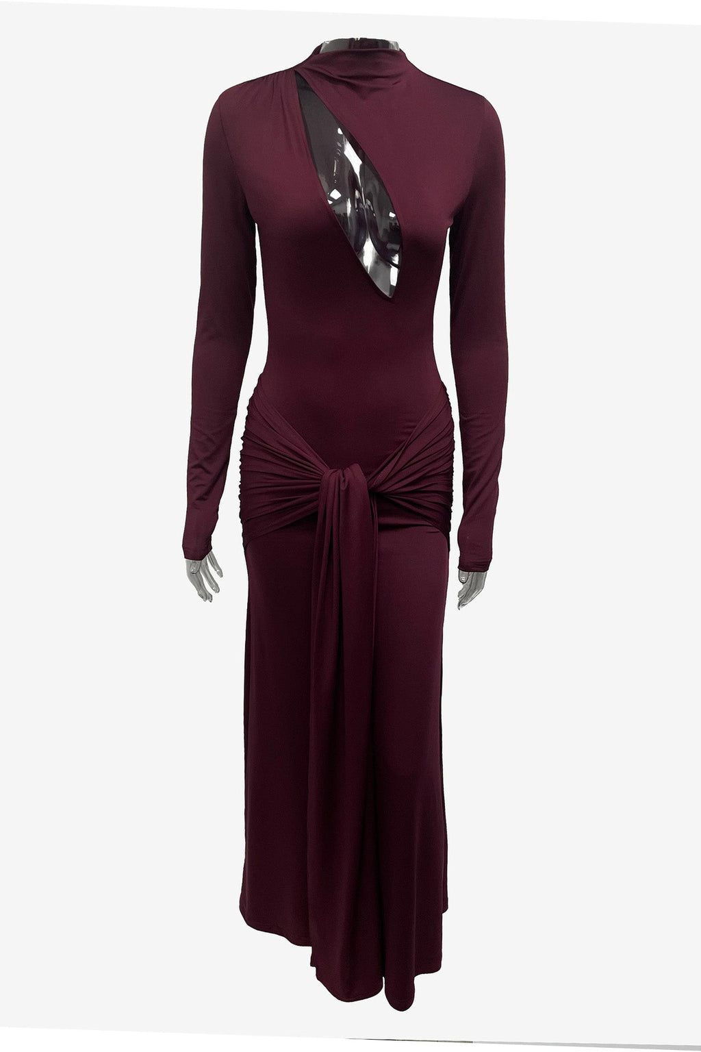 Solid Long Sleeve Cutout Bodycon Dress LavishDaily