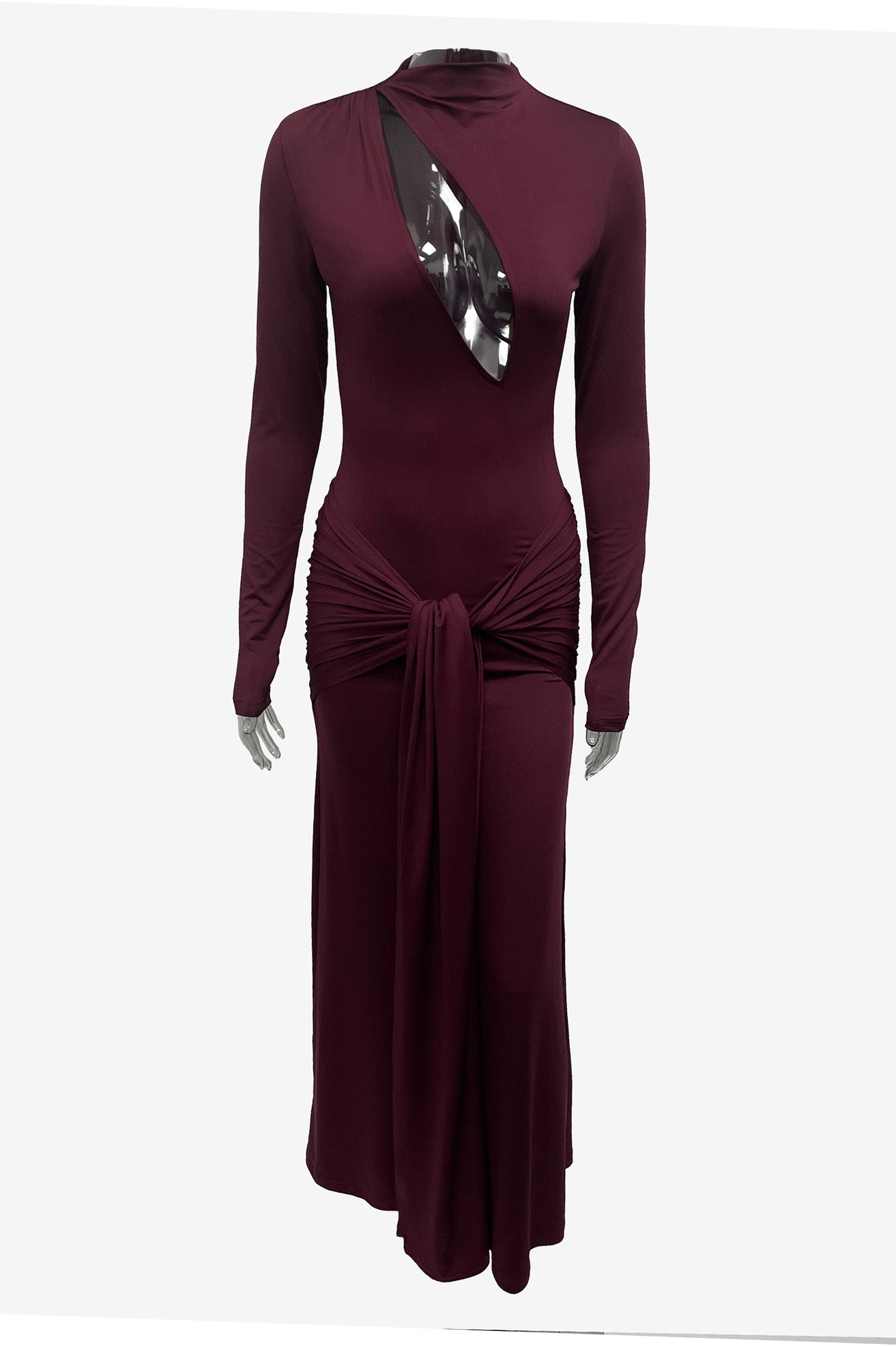 Solid Long Sleeve Cutout Bodycon Dress LavishDaily