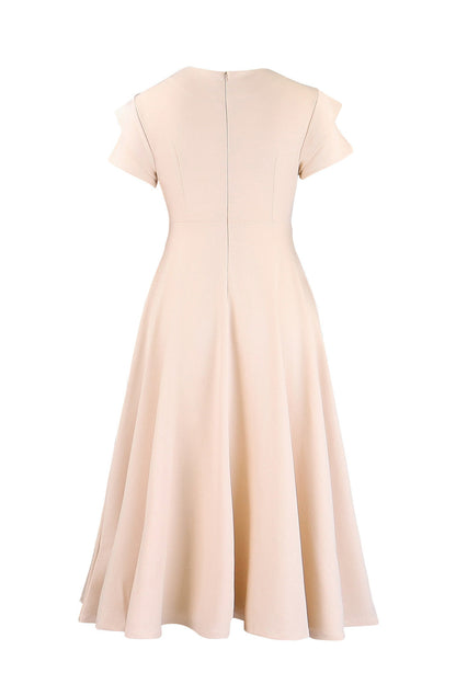 3D Floral Notched Neck A-Line Midi Dress Lavish Daily