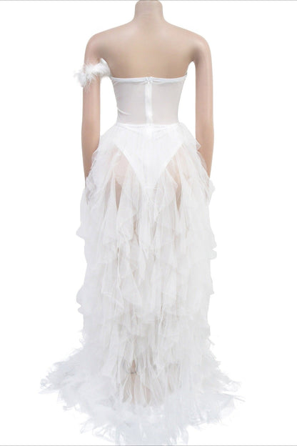 Strapless Corset Tulle Maxi Dress Lavish Daily