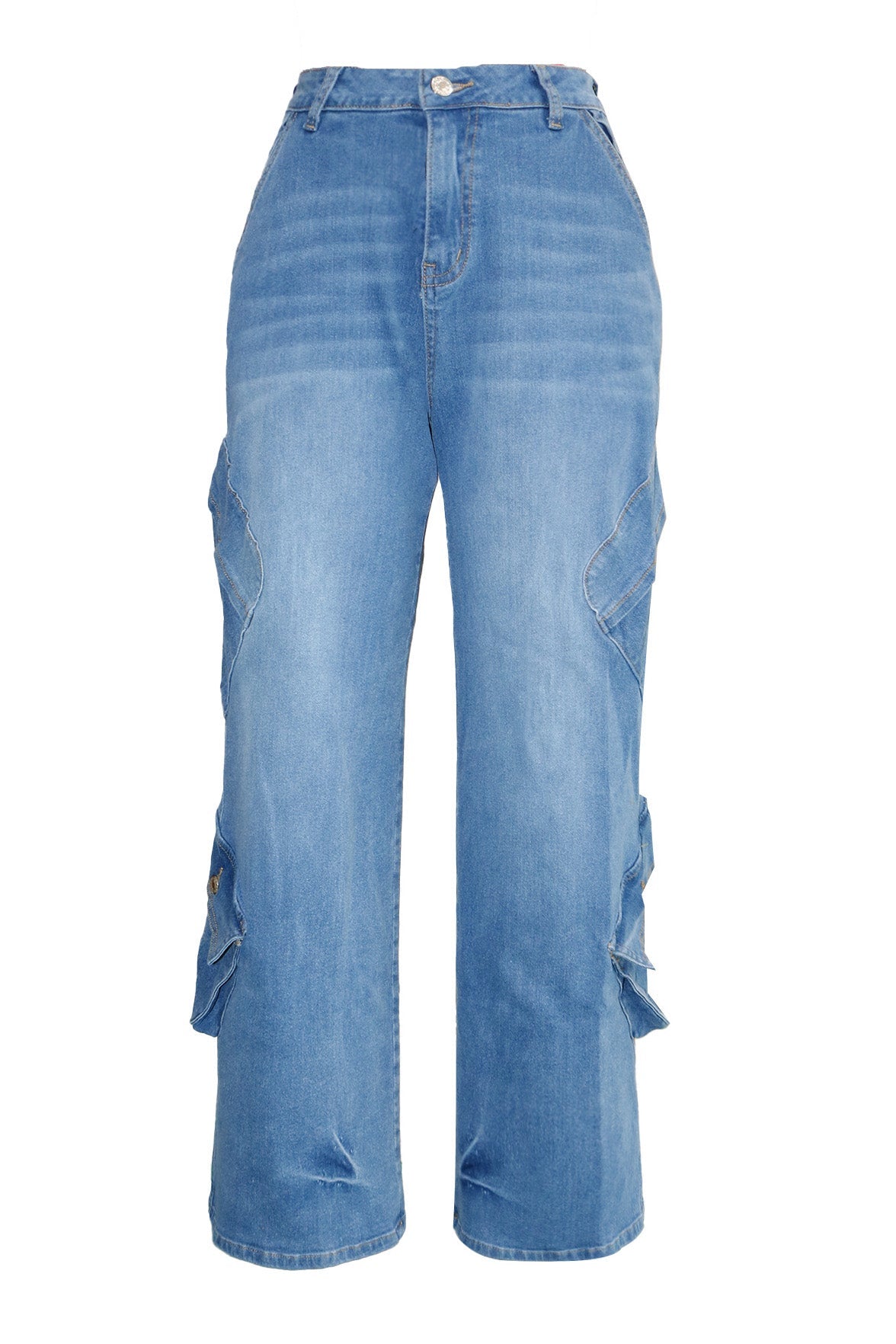 Light Blue Loose Fit Multi-Pocket Jeans Lavish Daily