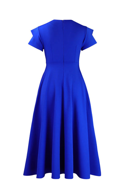 3D Floral Notched Neck A-Line Midi Dress Lavish Daily