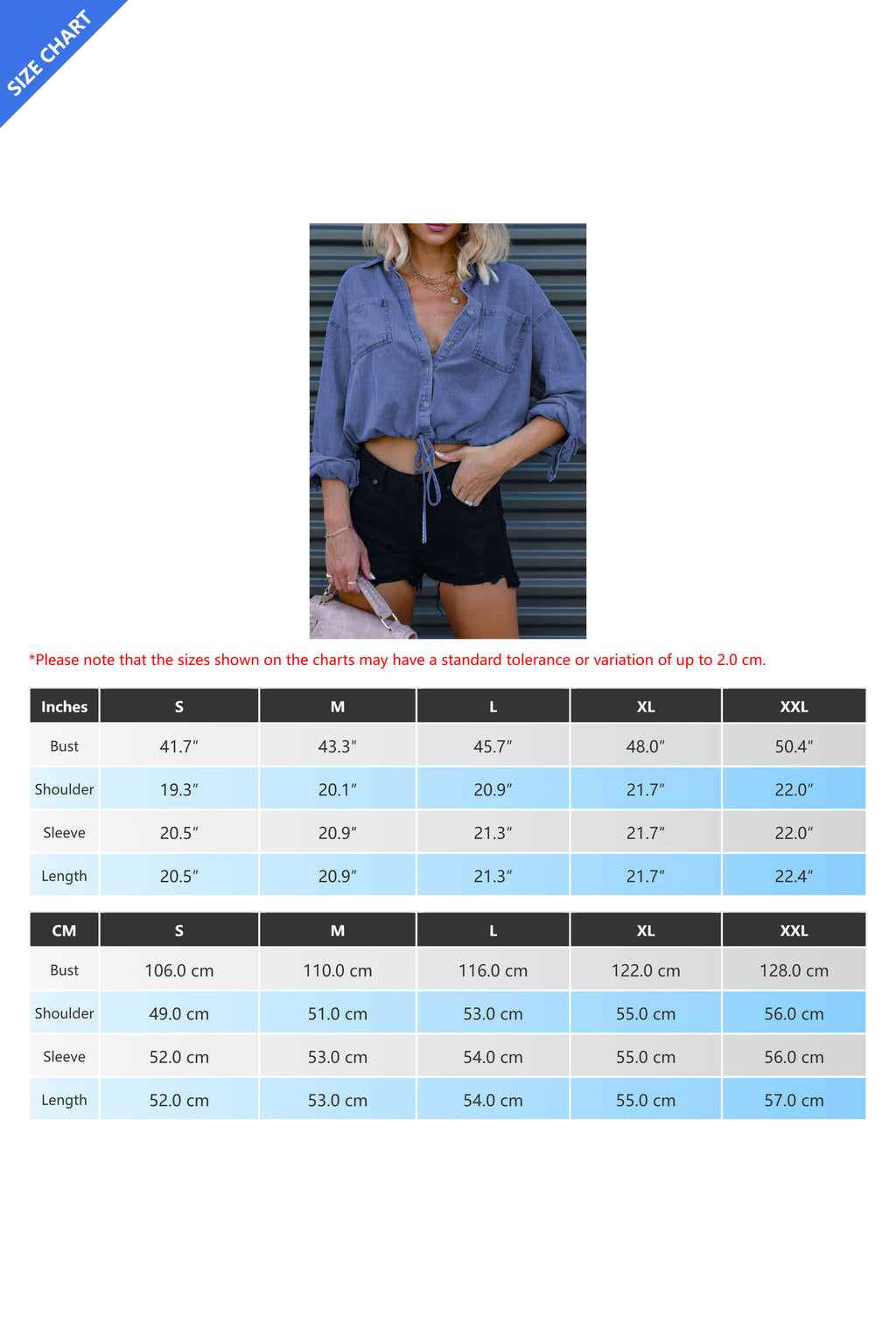 Long Sleeve Button Down Blouses Denim Shirt Lavish Daily