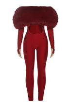 Off Shoulder Faux Fur Crop Jumpsuit Lavish Daily