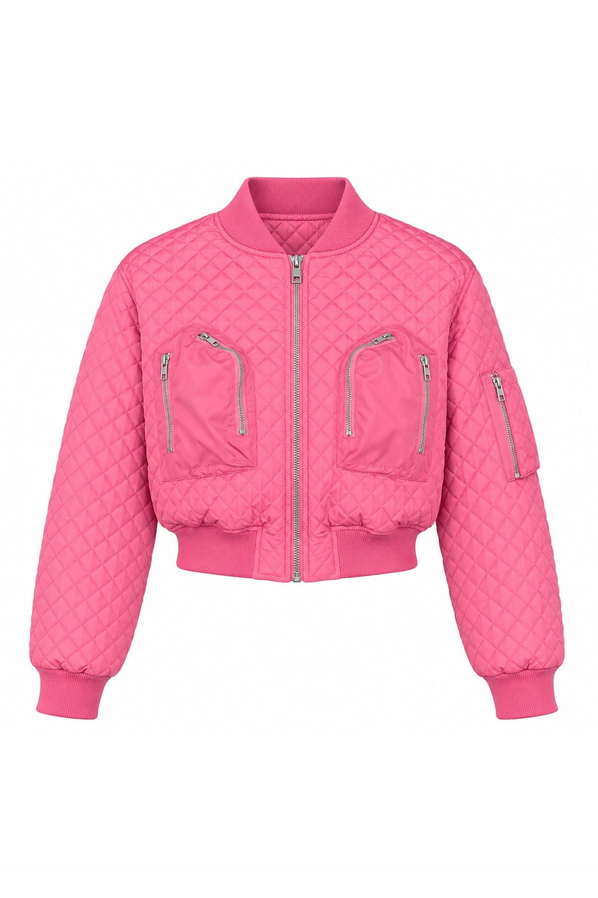 Cropped Diamond-Quilted Bomber Jacket Lavish Daily