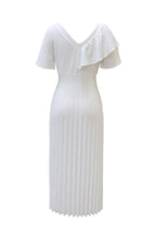 Pleated Flounce Sleeve Slim Fit Dress Lavish Daily