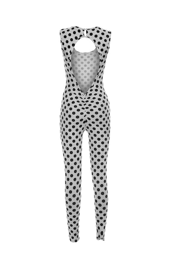 Sleeveless Polka Dot Bodycon Jumpsuit Lavish Daily