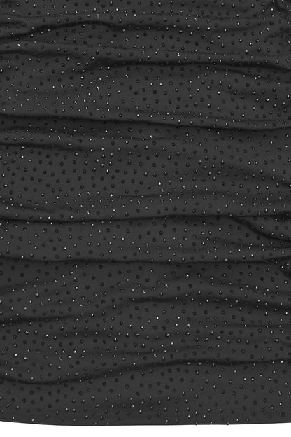 Rhinestone Ruched Halter Mini Dress Lavish Daily
