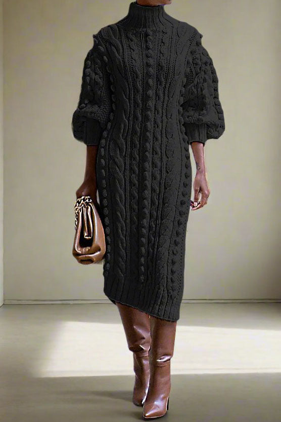 Midi Length Knitted Sweater Dress Lavish Daily