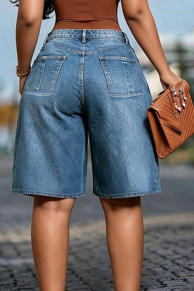 Layered Baggy Denim Skort Shorts Lavish Daily