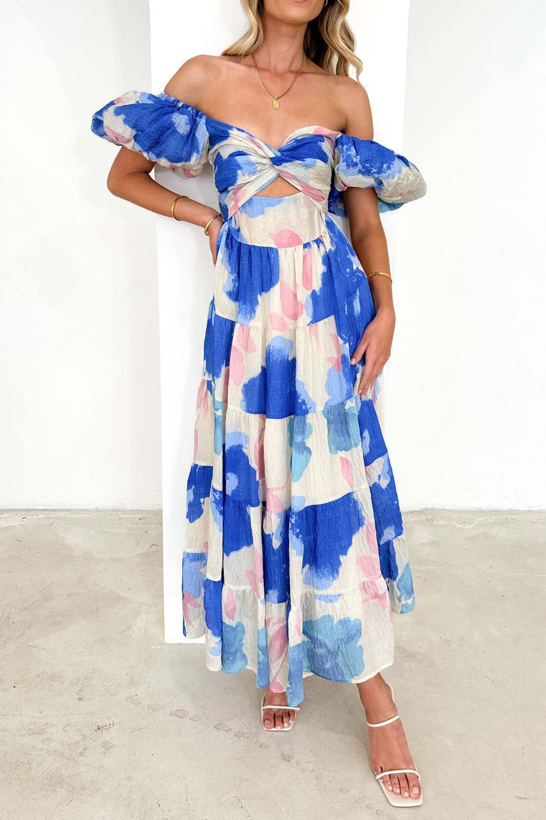 Seaside Printed Puff Sleeve Dress Lavish Daily