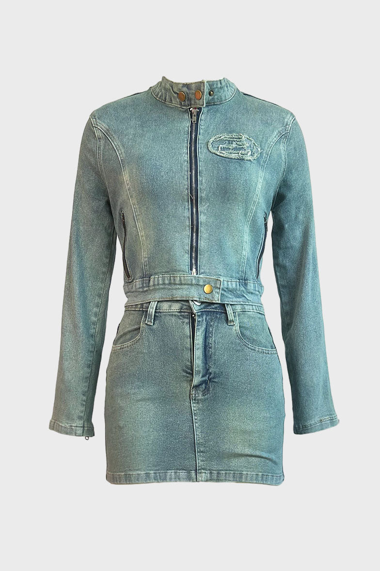 Vintage Wash Patch Denim Jacket Lavish Daily