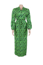 Print Slit V Neck Long Dresses Lavish Daily