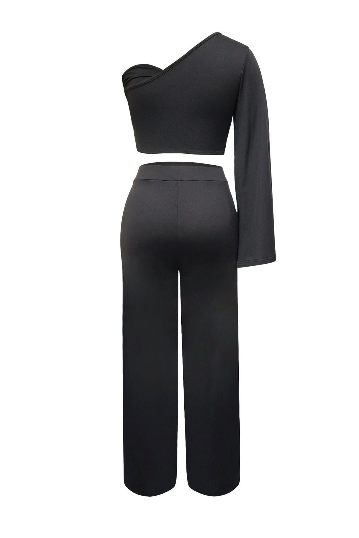 Asymmetrical Twist Crop Top & Draped Wide Leg Pant Set Lavish Daily
