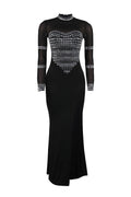 V-Neck Long Sleeve Split Hem Dress Lavish Daily