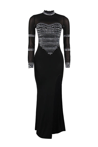 V-Neck Long Sleeve Split Hem Dress Lavish Daily
