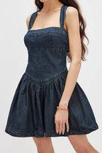 Backless Slim Fit High Waist Denim Mini Dress Lavish Daily