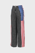 American Flag Print Light Wash Jeans Lavish Daily
