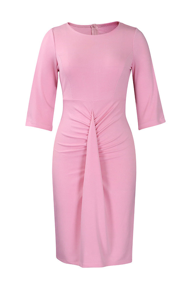 Office Pleated Pencil Dress Women's Slim Fit Lavish Daily