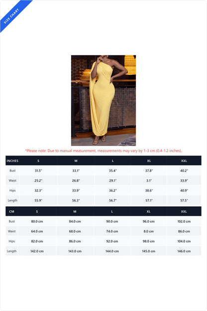 One-Shoulder Draped Cape Maxi Dress Lavish Daily