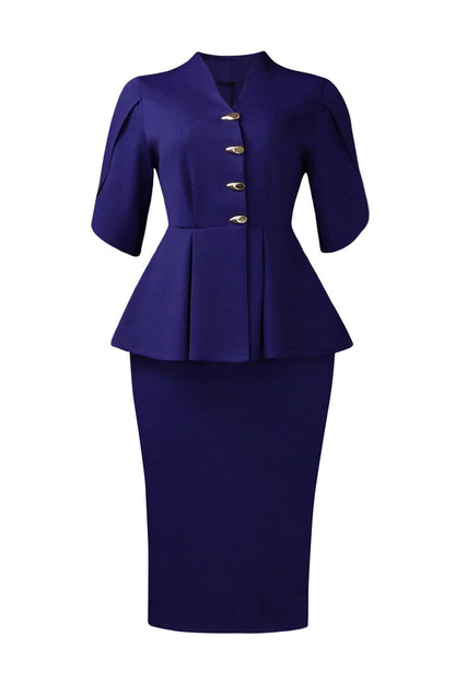 Elegant Peplum Top & Pencil Skirt Set Lavish Daily