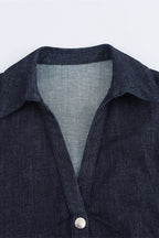 Denim Button Short Sleeve Dress Lavish Daily