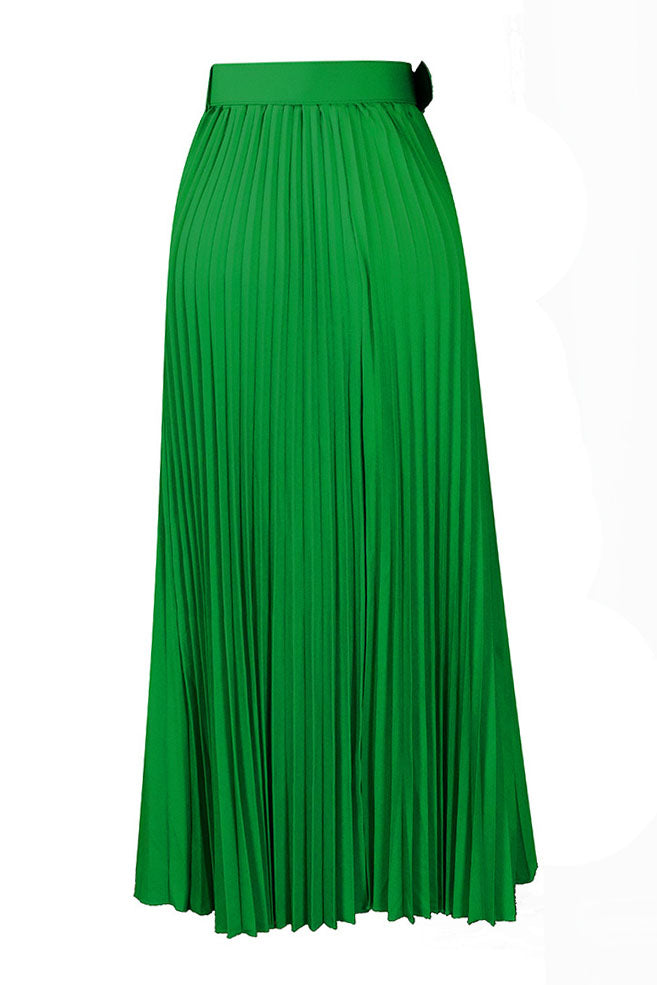 High Waist Pleated Midi Skirt Lavish Daily