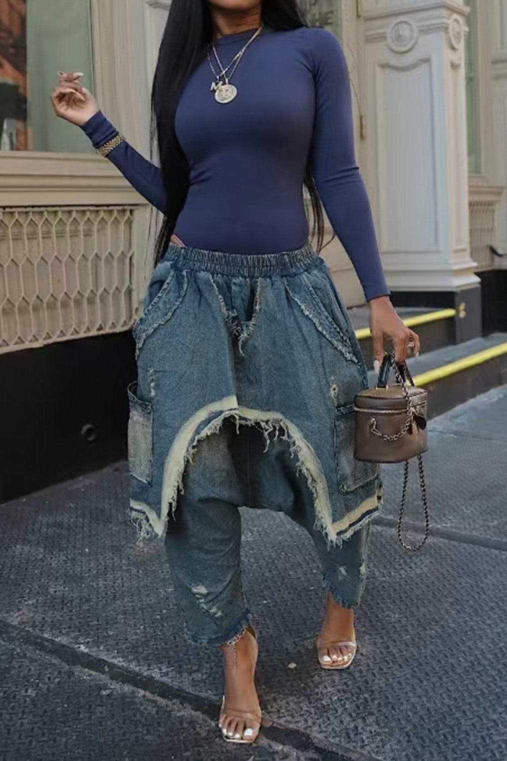 Vintage Ripped Harem Fit Denim Pants Lavish Daily