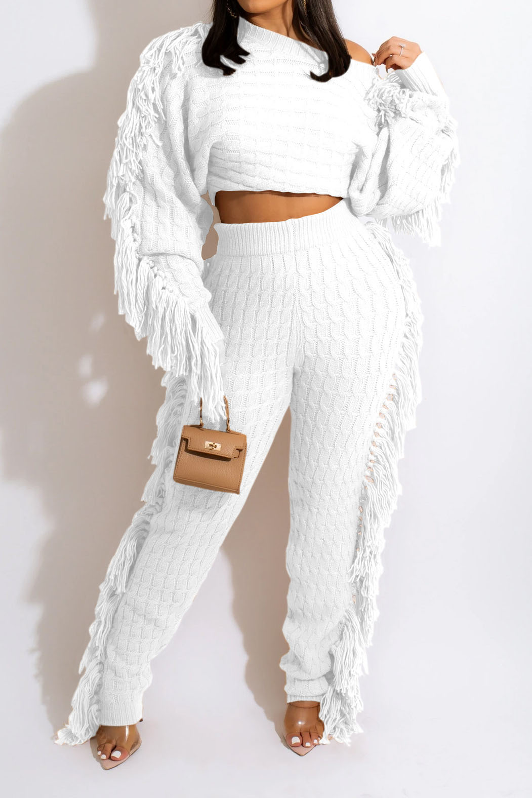 Knit Fringe Pants Set Lavish Daily