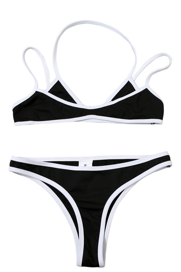 Sexy Contrast Color Striped Bikini Set Lavish Daily
