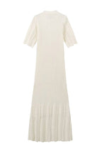 Collared Buttoned Short Sleeve Knit Midi Dress Lavish Daily