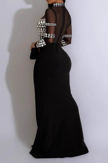 V-Neck Long Sleeve Split Hem Dress Lavish Daily
