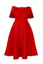 Off-Shoulder Ruffle Fit & Flare Midi Dress Lavish Daily