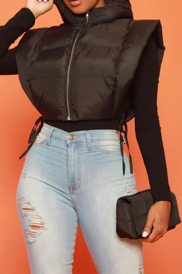 Self Tie Puffer Vest Lavish Daily