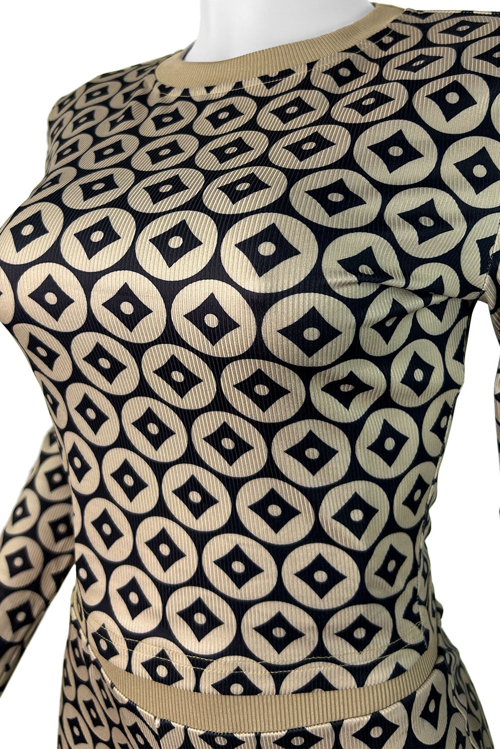 Slim Fit Coin Print Long Sleeve Top & Shorts Set Lavish Daily