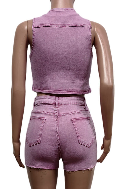 Denim Vest & Shorts Set Lavish Daily