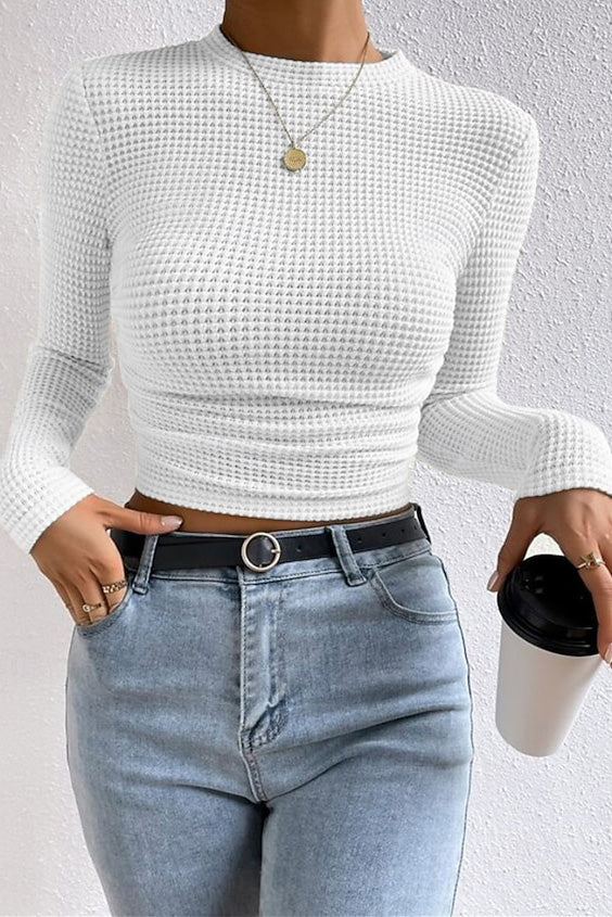 Solid Color Waffle Slim Fit T-Shirt LavishDaily