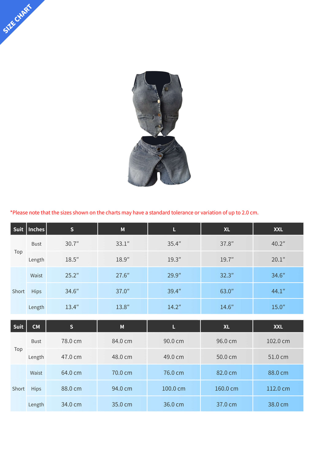 Stretch Denim Apron Shorts Set - Vest & Shorts Lavish Daily