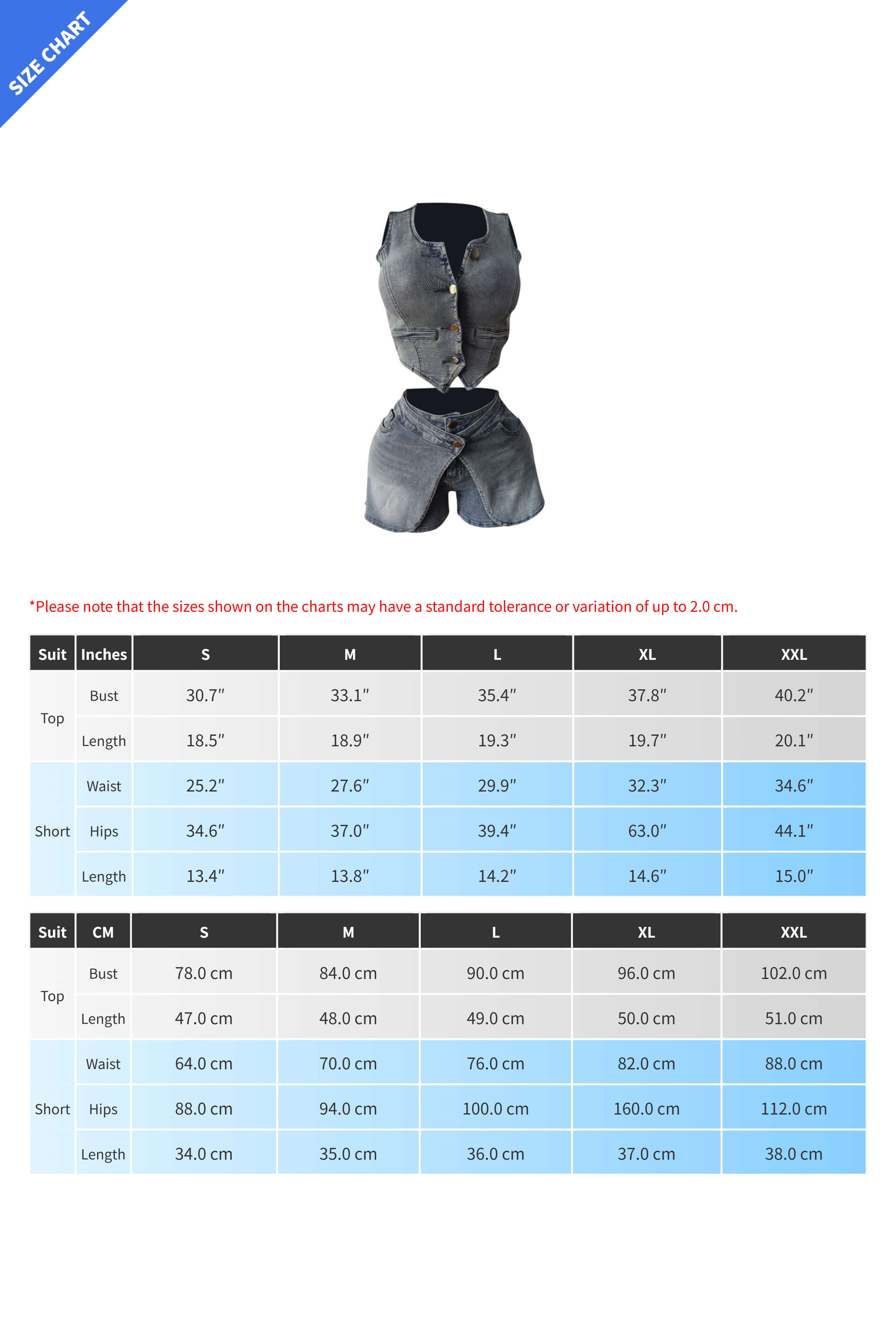 Stretch Denim Apron Shorts Set - Vest & Shorts Lavish Daily