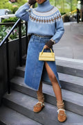 Turtleneck Cropped Knit Sweater Lavish Daily