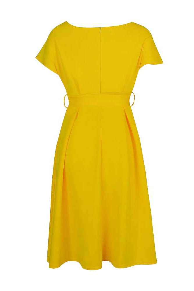 Solid Color Belted Bow Tie Waist Dress Lavish Daily