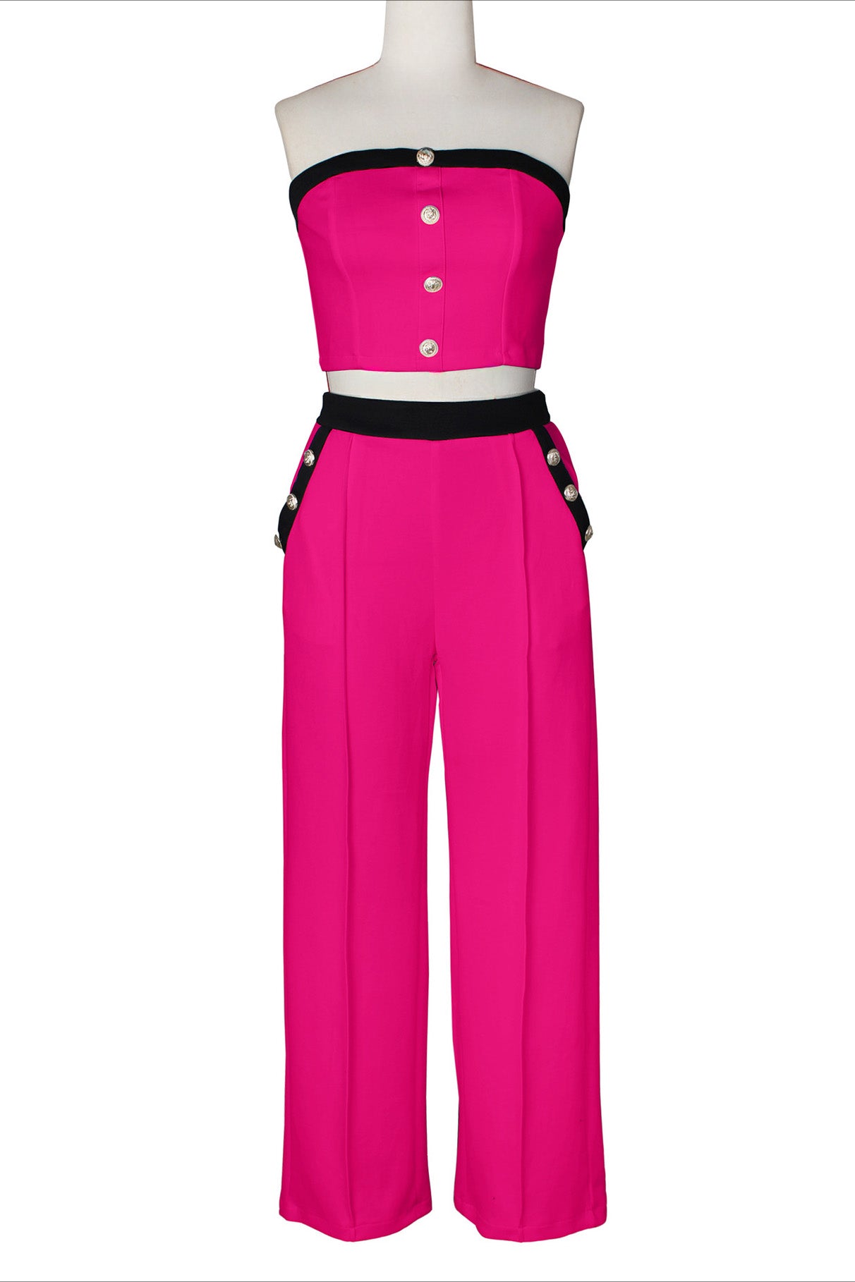 Wide-Leg Pant Suit with Wrap Detail Top Lavish Daily