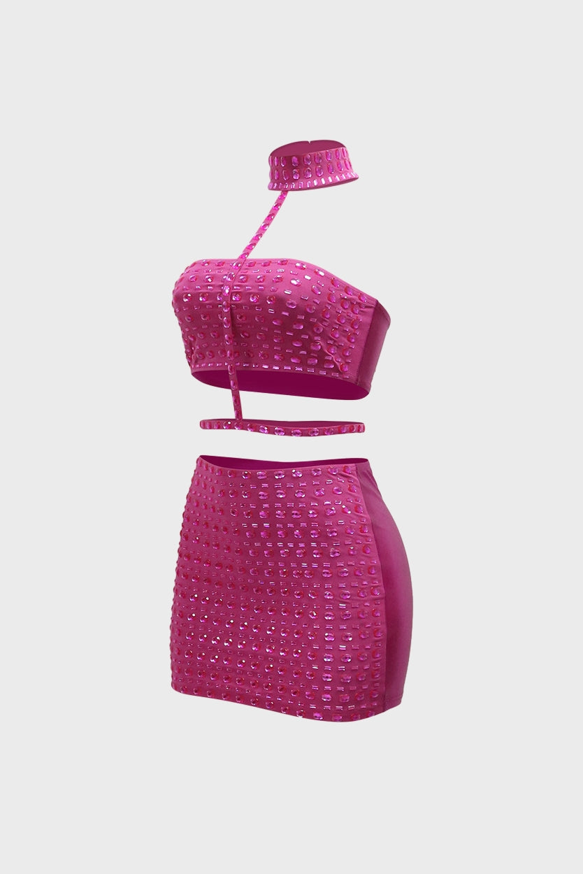 Rhinestone Skirt Set Lavish Daily