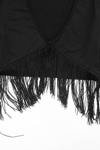 Fringe Crop Top & Stirrup Leggings Set Lavish Daily