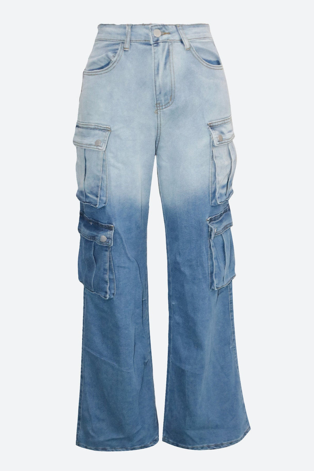 Casual Multi-Pocket Ombre Wide-Leg Jeans Lavish Daily