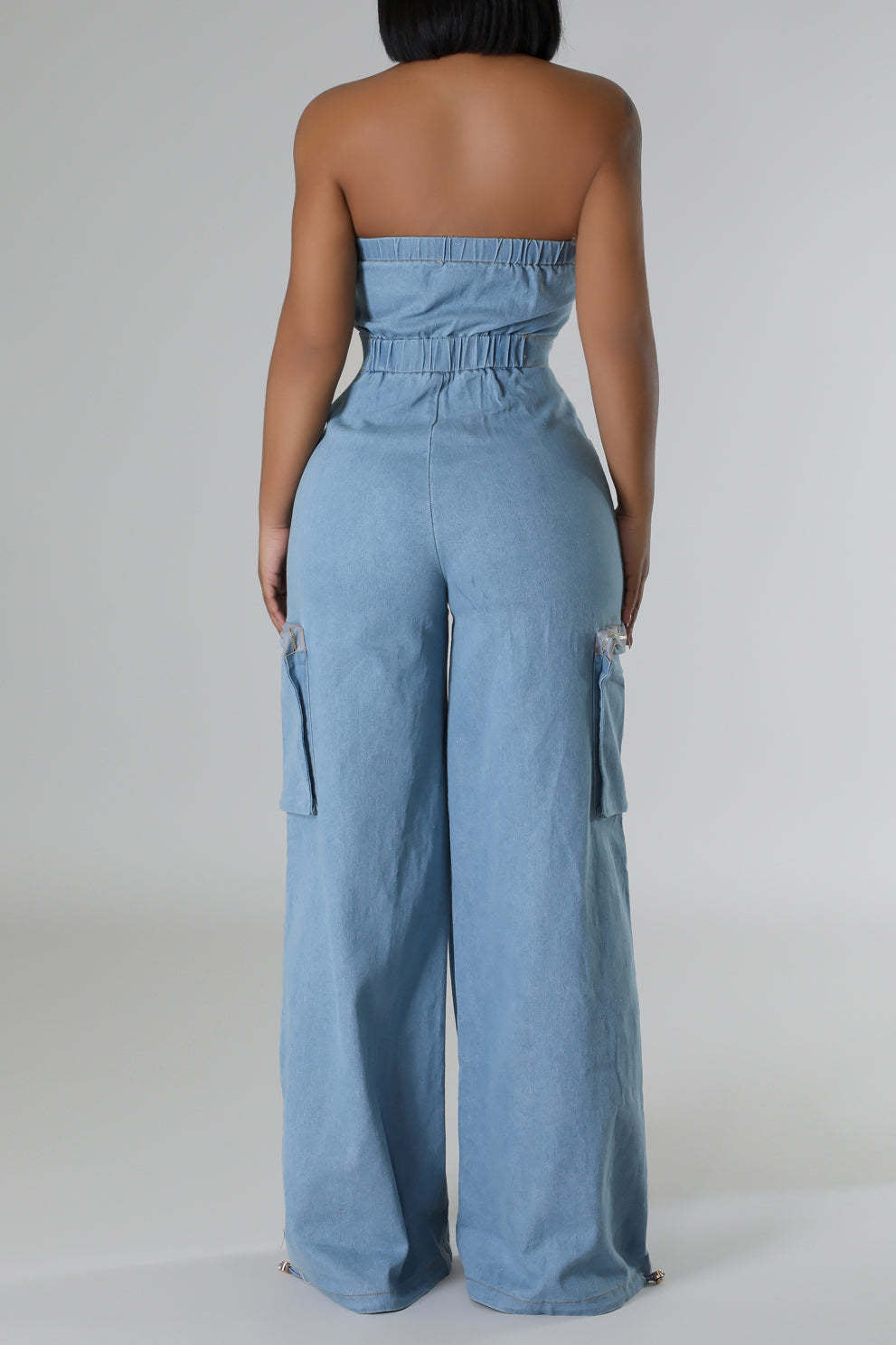 Slim Fit Strapless Denim Jumpsuit Lavish Daily