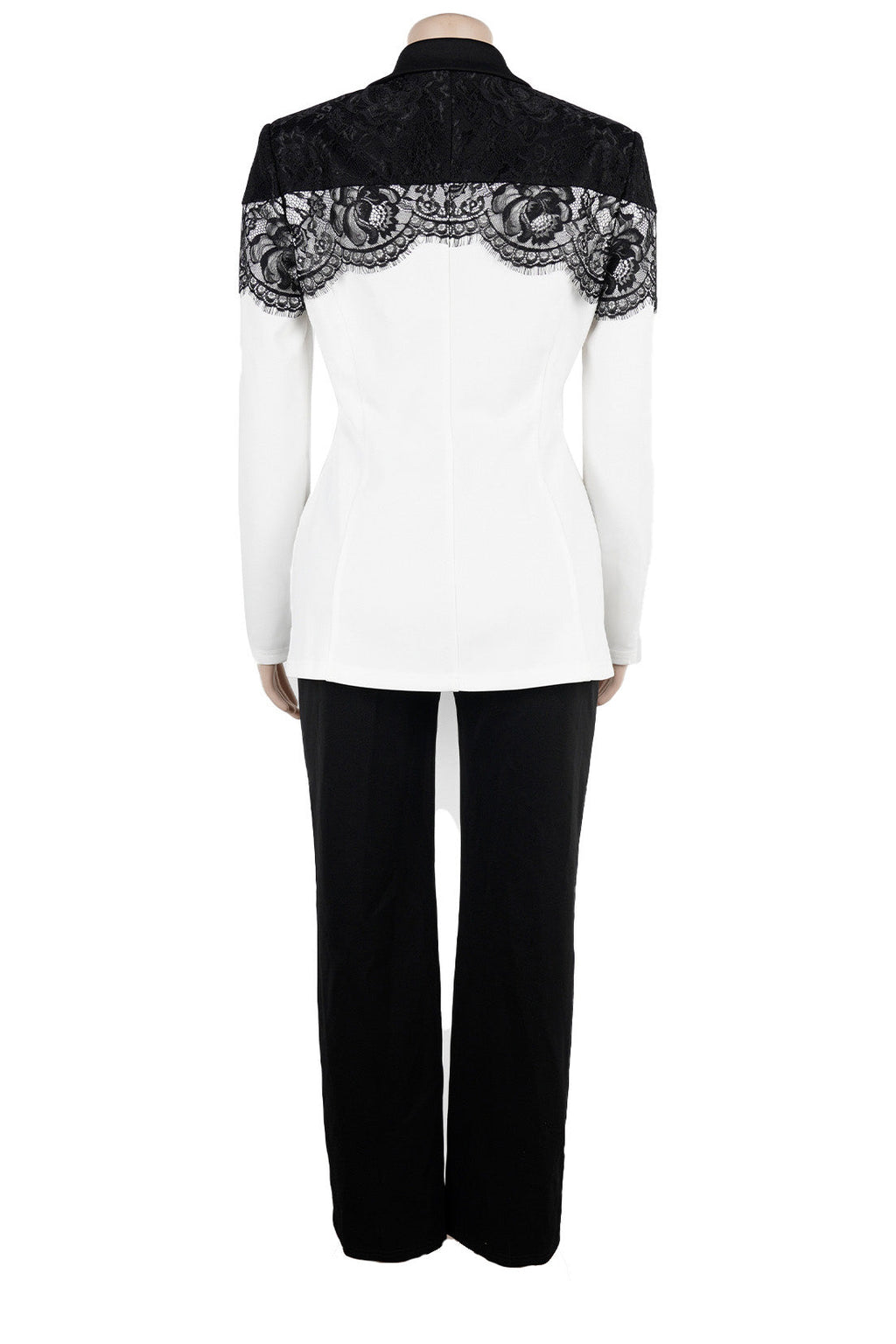 Lace Panel Slim Fit Blazer & Pants Set Lavish Daily