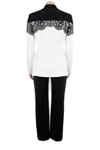 Lace Panel Slim Fit Blazer & Pants Set Lavish Daily