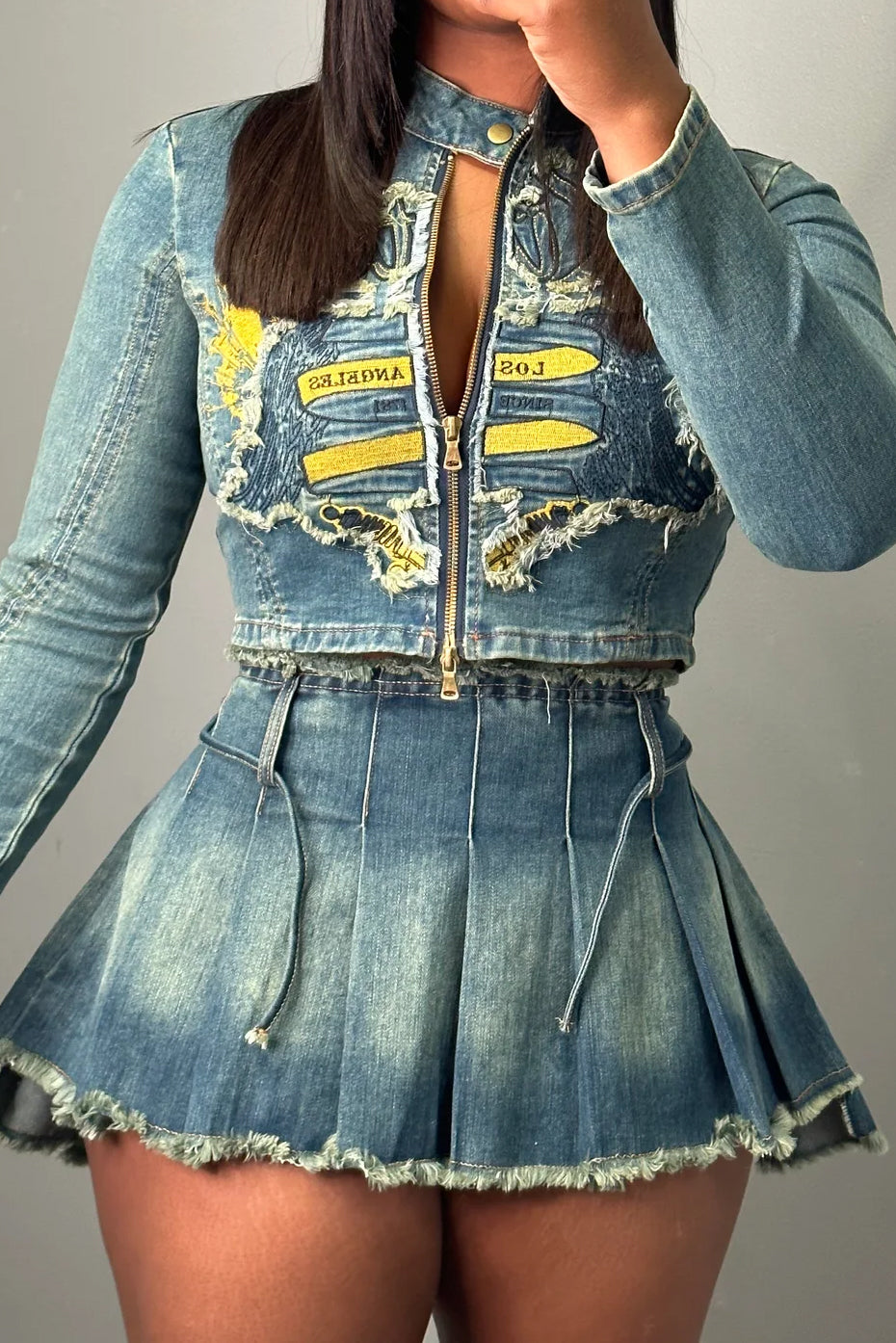 Vintage Denim Jacket Set Lavish Daily