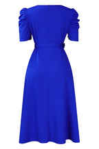 Solid Ruched Midi Dress Lavish Daily